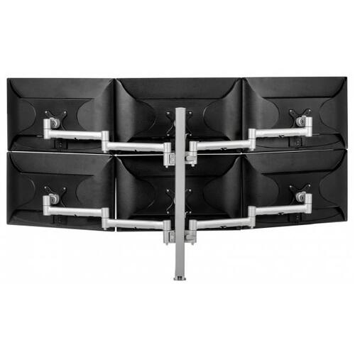 Atdec Six Monitor Arm 750mm Post Desk Mount. Max load: 0-9kg per arm 12kg middle arm - Silver