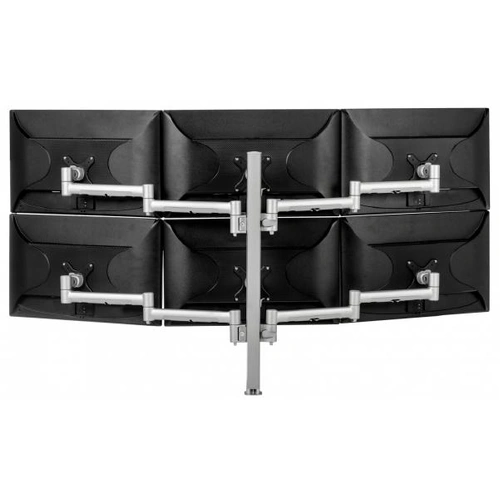 Atdec Six Monitor Arm 750mm Post Desk Mount. Max load: 0-9kg per arm 12kg middle arm - Silver