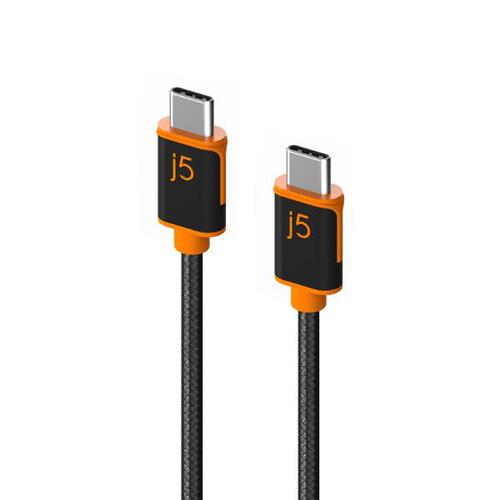 J5create JUCX24 USB-C to USB-C Sync &amp Charge Cable 180cm, Braided Polyester Supports USB 2.0 with speeds up to 480Mbps, output up to 3A
