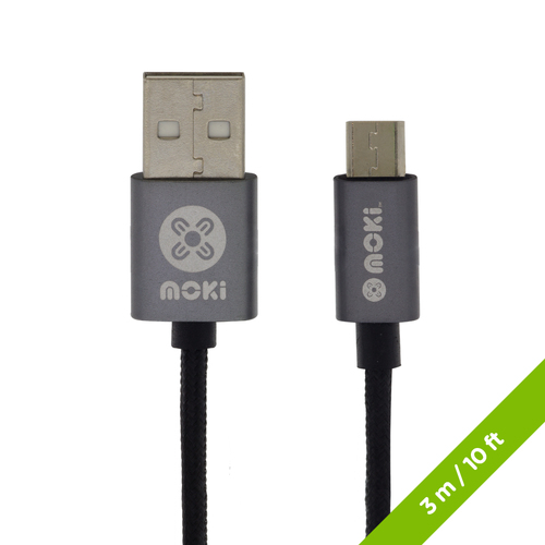 MOKI Braided MicroUSB Syncharge King Size Cable (3m)