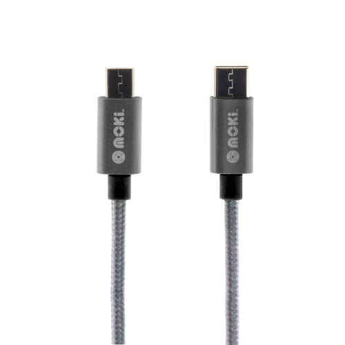 MOKI Braided Type-C to Micro SynCharge Cable - 90cm/3ft - Gun Metal