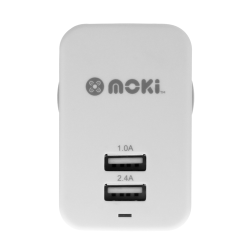 MOKI Dual USB Wall Charger - White