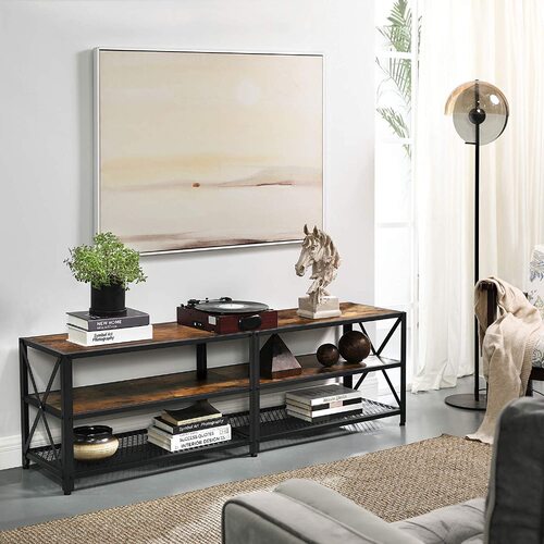Alto TV Stand for 60-Inch TV with Industrial Style Steel Frame Rustic Brown and Black