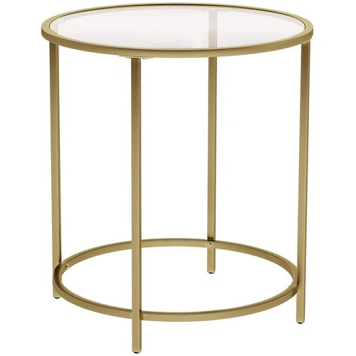Bannaby Gold Round Side Table with Golden Metal Frame Robust and Stable