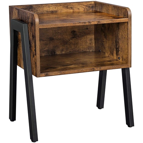 Birch Vintage Nightstand Stackable End Table Wood Look Accent Furniture Metal Frame