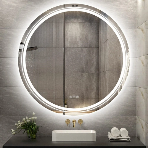 60cm LED Bathroom Mirror Anti-fog Circle Backlit HD