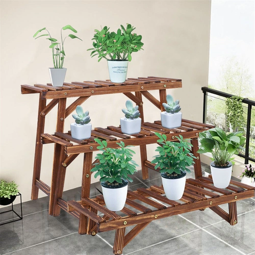 Pine Wood 3pcs Plant Stand Ladder Garden Flower Display