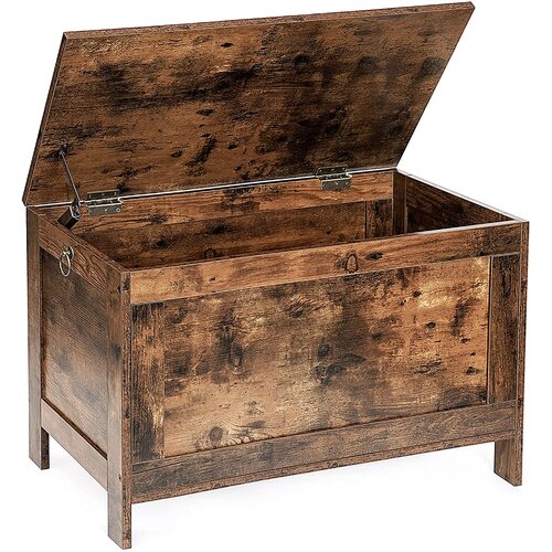 Wooden Sturdy Entryway Storage Bench with Safety Hinge