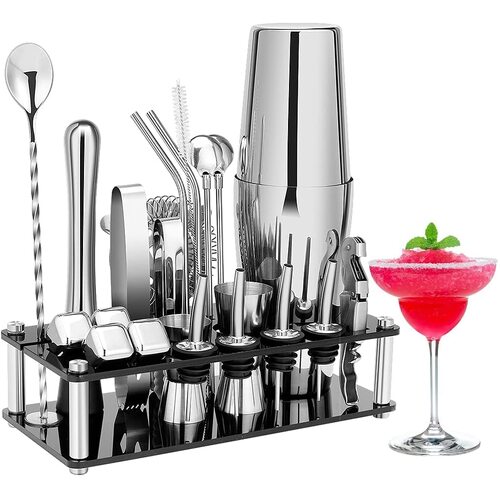 VIKUS Cocktail Shaker Set Boston 23-Piece Stainless Steel and Professional Bar Tools for Drink Mixing