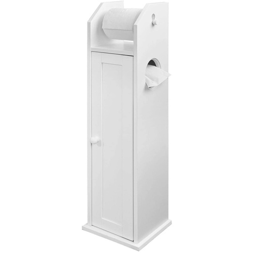 Toilet Paper Holder with Storage, Freestanding Cabinet, Toilet Brush Holder and Toilet Paper Dispenser