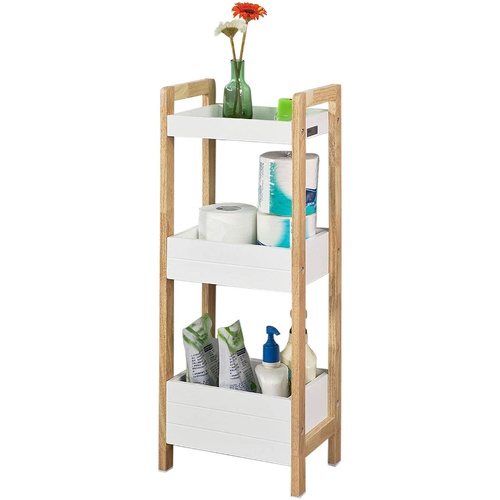 3-Tier White Storage Bathroom Shelf