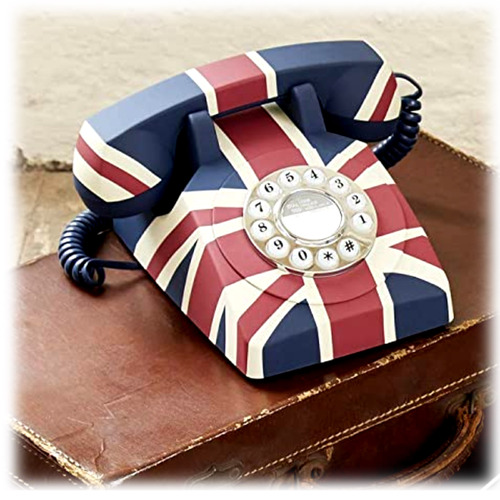 GPO 746 Retro Rotary Push Button Desk Home Phone Union Jack UK
