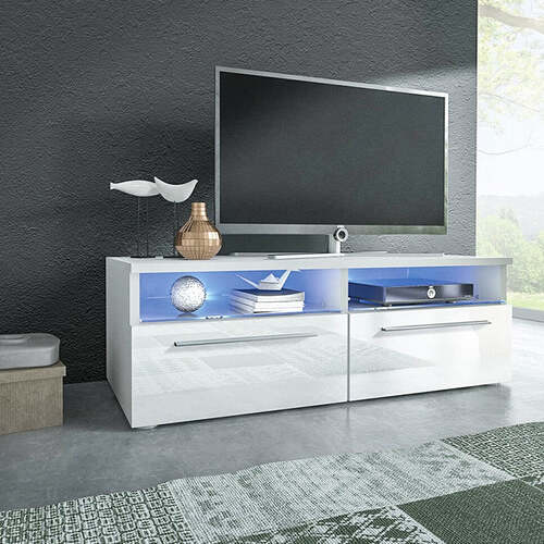 Amesbury White TV Cabinet with LED lights with RGB remote control