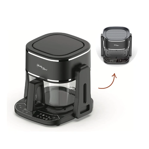 5L 2in1 Air Fryer and Grill, 1400W, Digital Touch Control, Clear Glass Cooking Basket