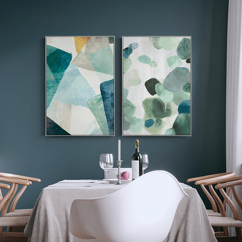 40cmx60cm Green Marble 2 Sets White Frame Canvas Wall Art