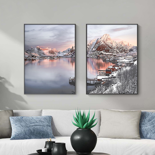40cmx60cm Nordic Norway 2 Sets Black Frame Canvas Wall Art