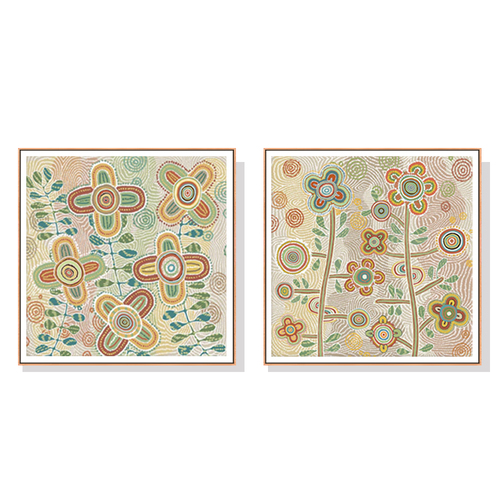 100cmx100cm Lovely Pattern II 2 Sets Wood Frame Canvas Wall Art 