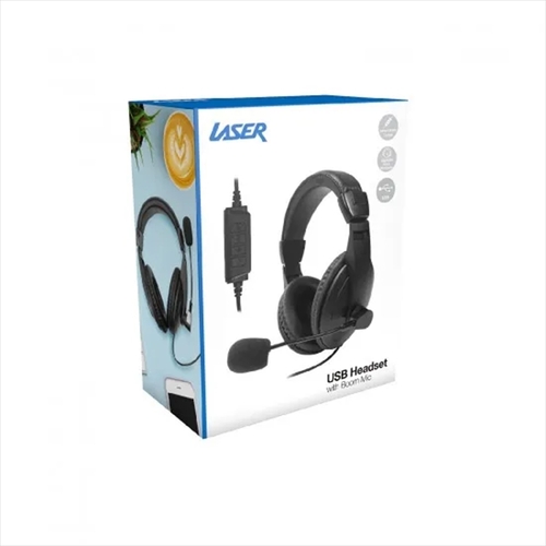 Laser Headset With Boom Mic - Black