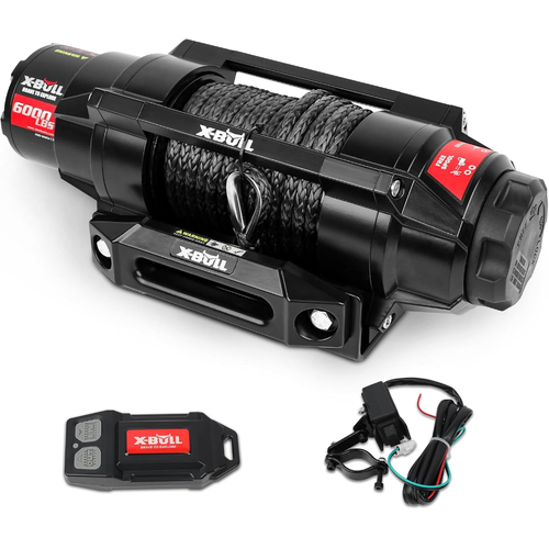 X-BULL 6000lbs Electric Winch 12V Synthetic Rope Towing Trailer ATV UTV BOAT Upgraded version