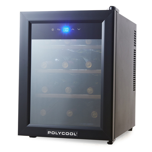 33L 12 Bottle Wine Bar Fridge Countertop Cooler Compressor Mirrored Glass Door, Black