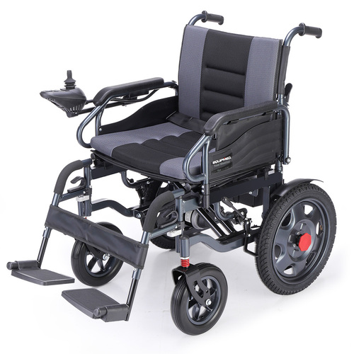 EQUIPMED Electric Folding Wheelchair, Folding, XL Wide Seat, Long Range, Lithium Battery, Black/Grey