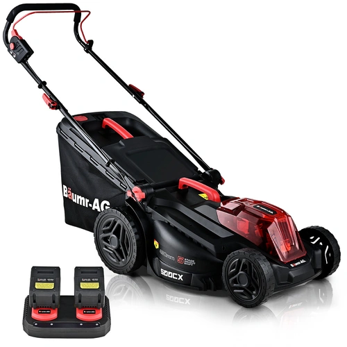 BAUMR-AG 500CX 40V SYNC 17" Cordless Lawn Mower Kit, Fast Charger, 2 x 4Ah Battery, 5 Stage Height Adjustment
