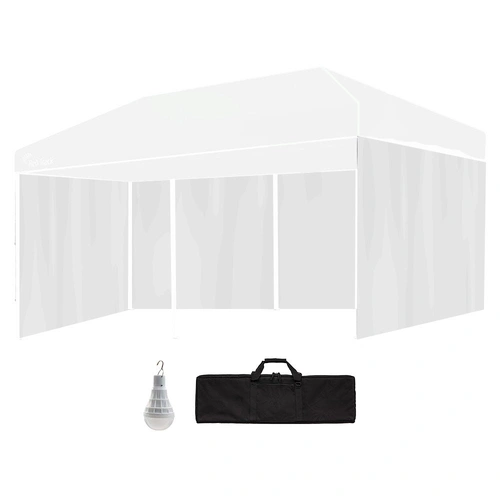 RED TRACK Accessory Pack for 6x3m White Gazebo, includes Walls, Wheeled Carry Bag, Rechargeable USB Lamp