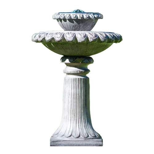PROTEGE Solar Powered Water Feature Fountain Bird Bath with Lighting Light Grey