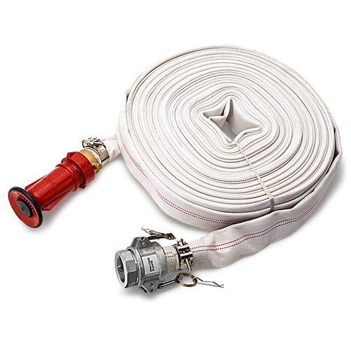 PROTEGE Fire Fighting Hose - 36m 1.5 Lay Flat Canvas Adjustable Nozzle