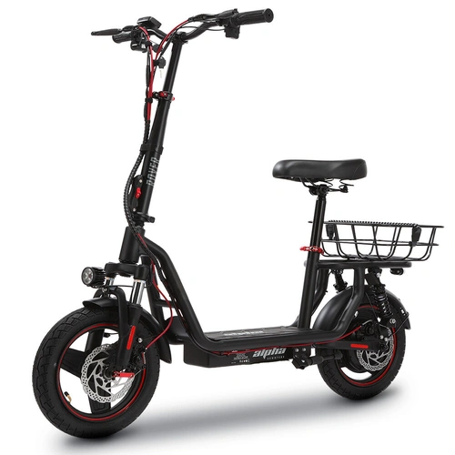 ALPHA Rover Electric Scooter with Seat, 500W 48V 25km/h 30km Range, 14-inch Tyres, Motorised Commuter eScooter for Adults, Black