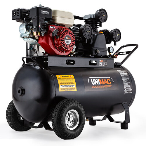 UNIMAC 8HP Air Compressor 115PSI 120L Petrol Powered Industrial Air Conditioning