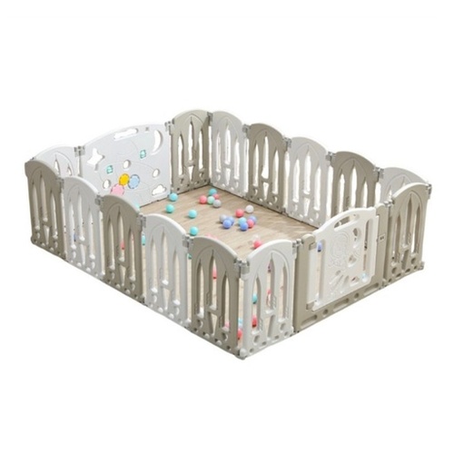 Foldable Baby Playpen with 16 Panels (White Grey)