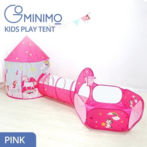 3 in 1 Unicorn Style Kids Play Tent - Pink