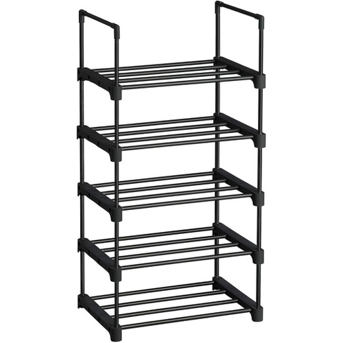 5 Tier Metal Shoe Rack for 10 Pairs of Shoes Black
