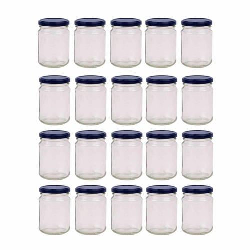 20x 150ml Flint Glass Jars + Twist Finish - Lids Round Food Storage Small Spices