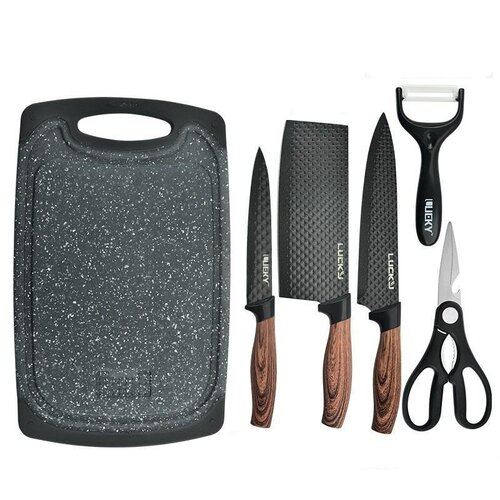 6 pieces Kitchen Knife Set Everich Chef Knives Stainless Steel Nonstick Scissor Cutting Board