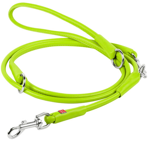 Waudog Green Leather Round Adjustable Clip Leash W10MM-L183CM 