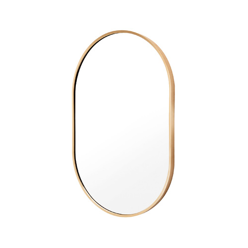 La Bella Gold Wall Mirror Oval Aluminum Frame Makeup Decor Bathroom Vanity 50 x 75cm