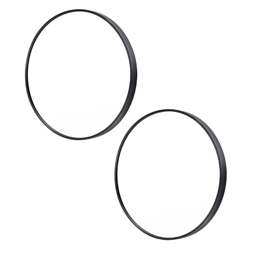 2 Set Black Wall Mirror Round Aluminum Frame Makeup Decor Bathroom Vanity 60cm