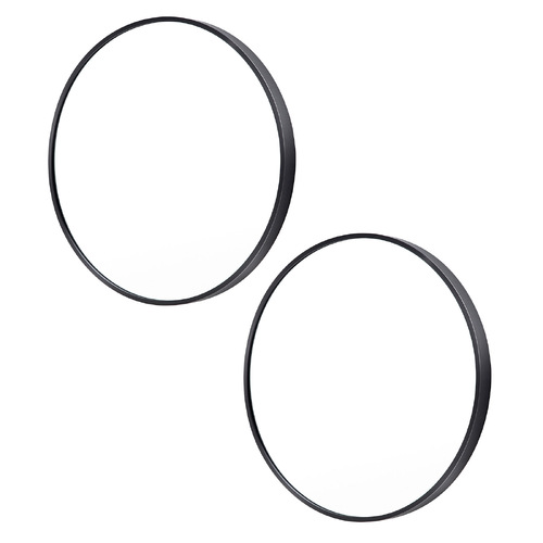 2 Set Black Wall Mirror Round Aluminum Frame Makeup Decor Bathroom Vanity 70cm