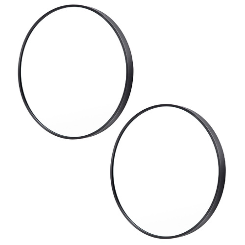 2 Set Black Wall Mirror Round Aluminum Frame Makeup Decor Bathroom Vanity 80cm