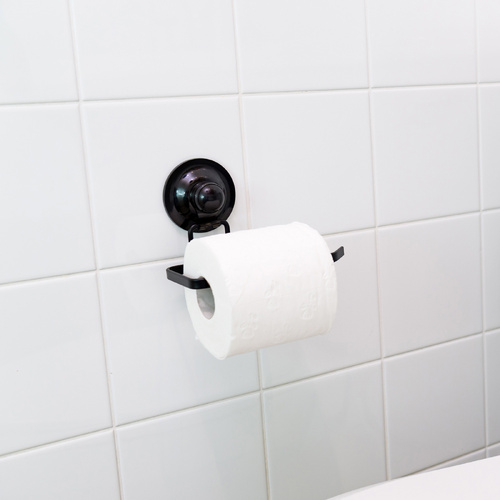 KiahLoc Black Toilet Roll Holder Removable Suction
