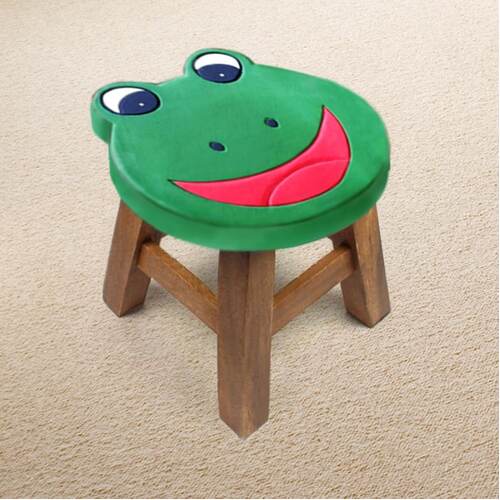 Children's Chair Stool Wooden Frog Face Theme