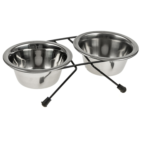 2 x Sets Small Portable Dog Cat Steel Pet Bowl Water Bowls Feeder