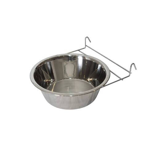 2 x Stainless Steel Pet Rabbit Bird Dog Cat Water Food Bowl Feeder Chicken Poultry Coop Cup 1.9L