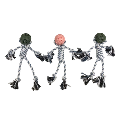 3 x Pet Puppy Dog Toy Play Toy Rubber Ball Knotted Rope Toy