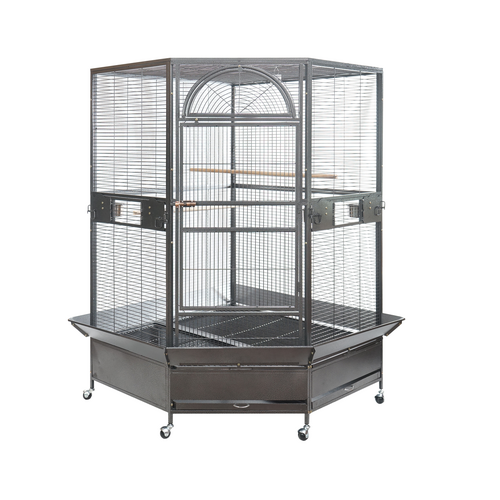 185cm XXL Corner Bird Cage Pet Parrot Aviary  Perch Castor Wheel