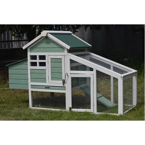 Green Small Chicken coop with nesting box for 2 Chickens / Rabbit Hutch