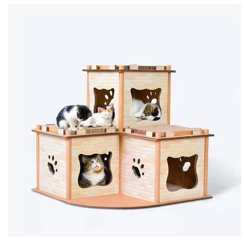 Cat Cardboard House Tower Condo Scratcher Pet Post Pad Mat Furniture