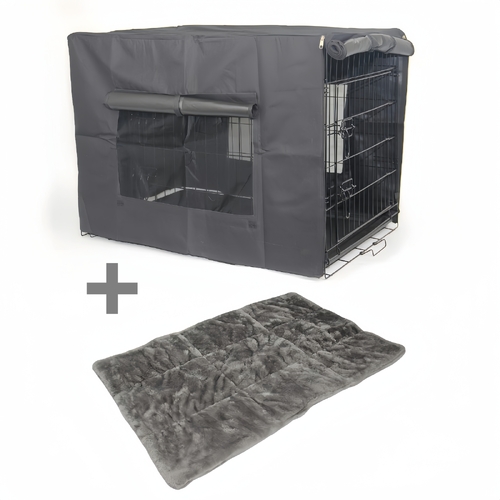24' Portable Foldable Dog Cat Rabbit Collapsible Crate Pet Cage with Cover Mat